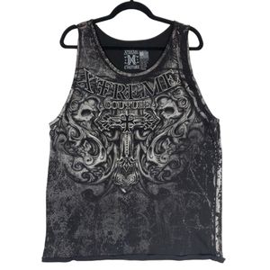 XTREME COUTURE Men's Tank Top Size XL, Stone Washed Black